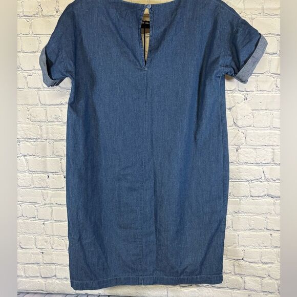 Old Navy Embroidered Boho Casual Beach Vacation Chambray Denim Mini Dress XS - Picture 2 of 10